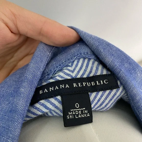 Women’s Banana Republic Blue Linen Shirt Sz 0 - Picture 4 of 5